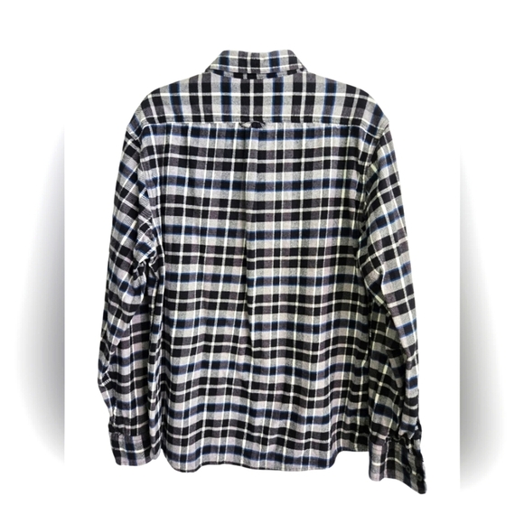 Eddie Bauer Black and White Checkered Flannel Long Sleeve Button Up Size XL - Picture 2 of 6